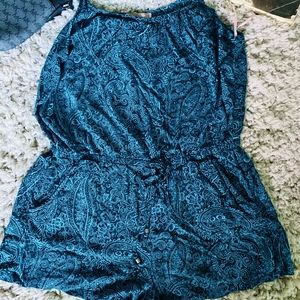 Bandana print Blue/green romper shorts